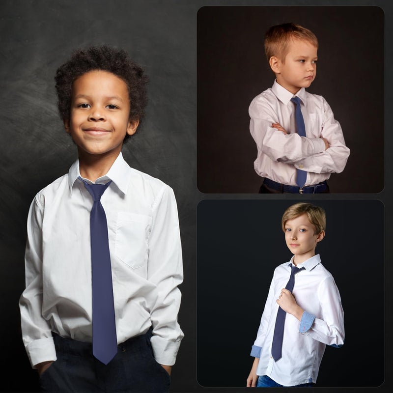 Eshwb Boys Tie Pre-Tied Adjustable Kids Neckties for Age 8-12, 15 Inch Woven Formal Kids Tie School Wedding - Image 3